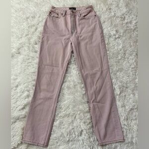 Abercrombie & Fitch Womens 25 0R Mom Jean High Rise Tapered Leg Light Pink Denim